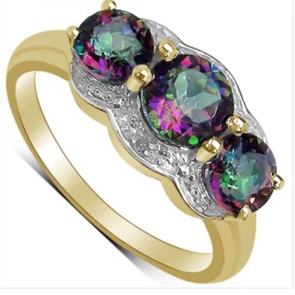 Mystic Topaz & diamonds Size 7 designer ring - Picture 1 of 5